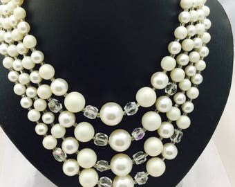 1950's 4 Strand Faux Pearl Necklace