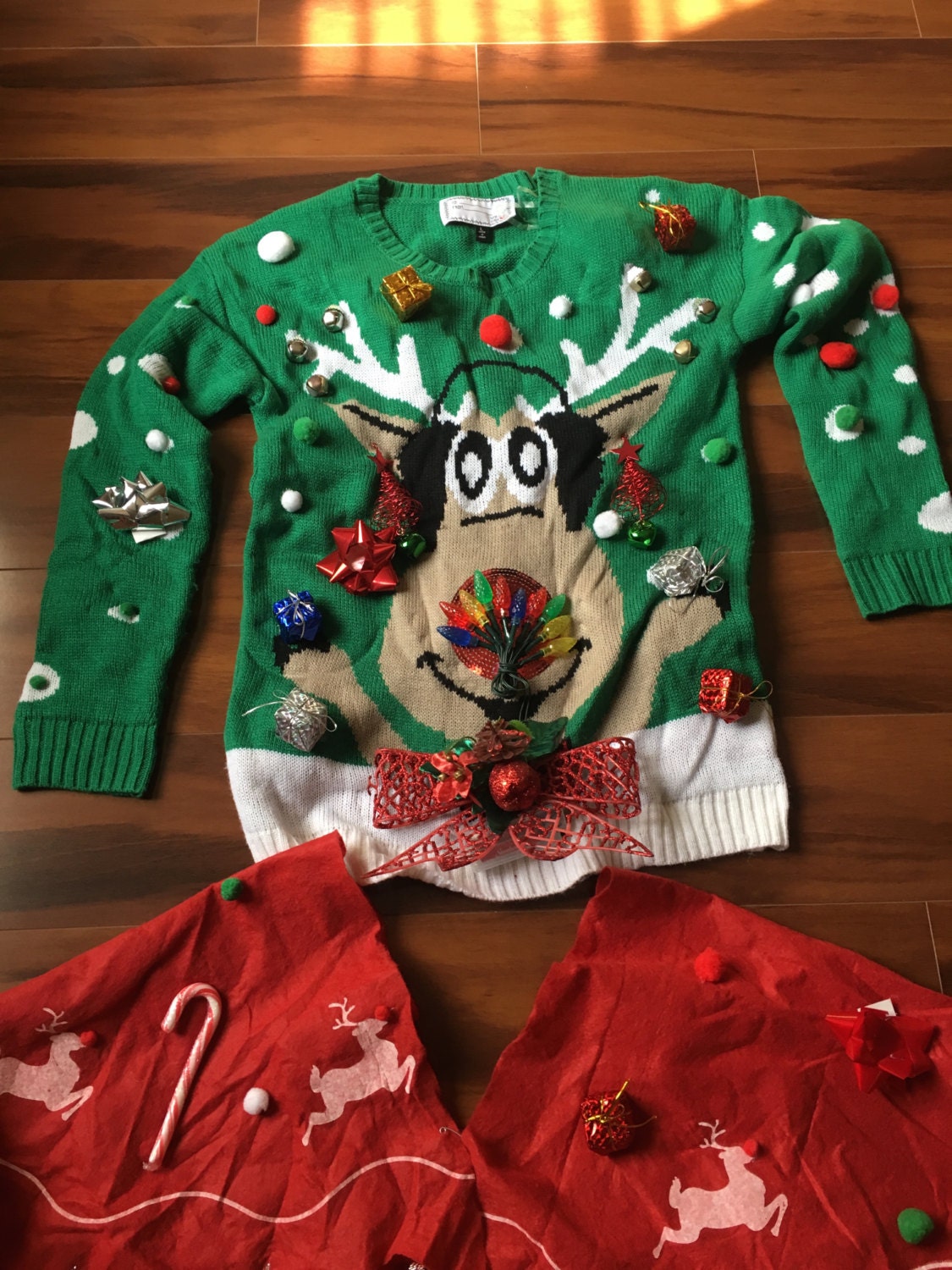reindeer balls sweater