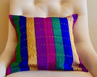 Rainbow Aso Oke Throw Pillow Covers // 18x18