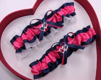New Wedding Garter Hot Pink Navy Blue White Wedding Garter Prom GetTheGoodStuff