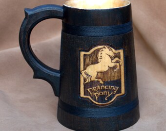 The Prancing Pony wooden Beer Mug 0.6L (20,3 us fl oz) Lord of the Rings mug Prancing Pony Pub Inspired Stein Beer tankard Groomsmen Gift