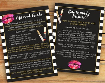 LipSense Tips and Tricks Card , LipSense Application Card - Lipsense - 4x6 and 5x7 inches - Immediately available after your purchase