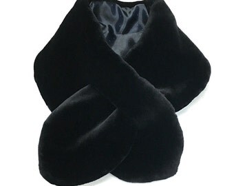 Black faux fur stole FREE SHIPPING WORLDWIDE