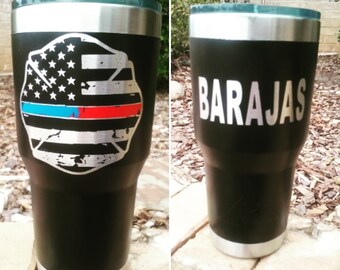 custom Firefighter tumbler, Firefighter, Thin Red Line Tumbler, firefighter gift, Firefighter gift for him, Firefighter Yeti, RTIC, OZARK