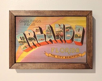 Orlando Postcard Wooden Sign