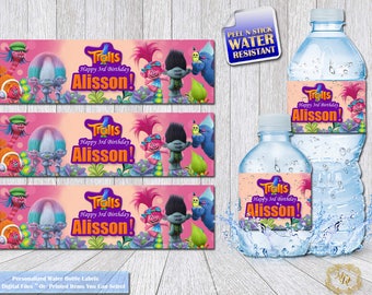 Trolls Water Bottle labels.Trolls Labels.Trolls Trolls Bottle Labels.Trolls Party.Trolls Birthday.Party Printable. Trolls. DIY.Girls.