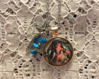 Pocahontas Charm Necklace/Sexy Pocahontas Charm Necklace/Tattooed Pocahontas Charm Necklace/Pocahontas Jewelry/Pocahontas Necklace