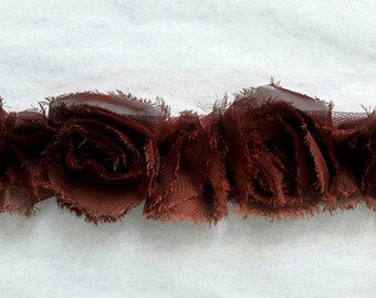Brown organza rosette trim