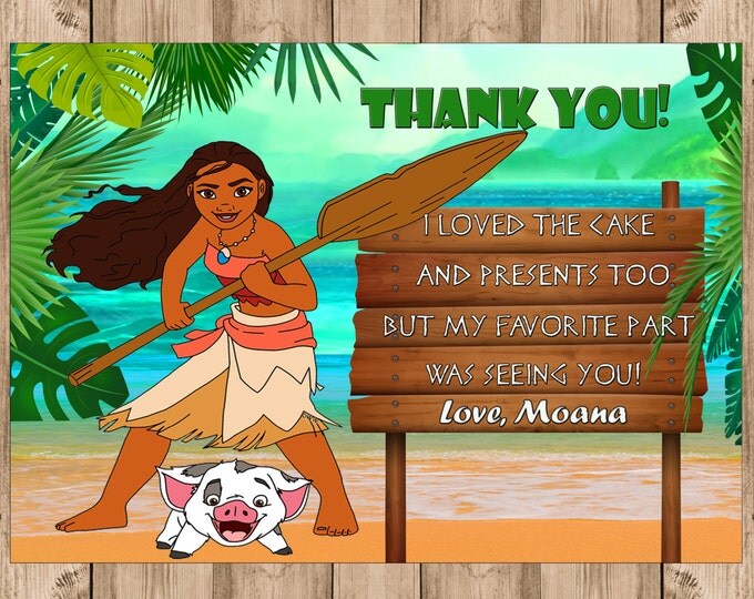 Moana birthday invitation FREE THANK YOU card Moana party Moana invites digital file Printable invitation girl birthday invitation ocean