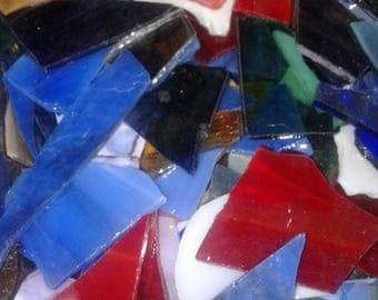 Opaque and some Opalescent Scrap Glass/Colored Stained Glass Scraps/Mosaic Pieces/Sun Catcher/Jewelry Making/Mosaics