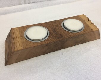 Tea light holder candle holder oak plank