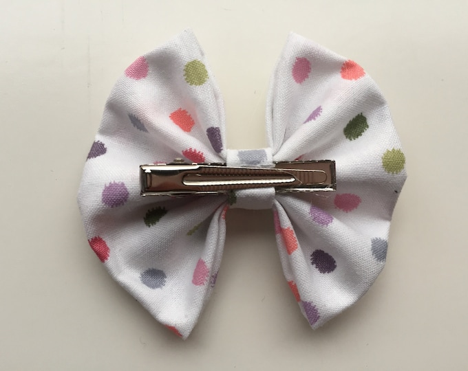 Multicolor dot dots fabric hair bow or bow tie