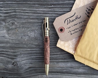 The Woodsmen Pen . Wood Pen . Rustic Pen . Brass Pen