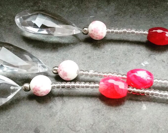 Crystal SunCatcher with pink agate