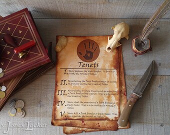 Five Tenets - Parchment paper - Skyrim - Dark Brotherhood