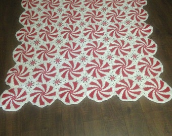 Peppermint Afghan 55x60 New ready to ship