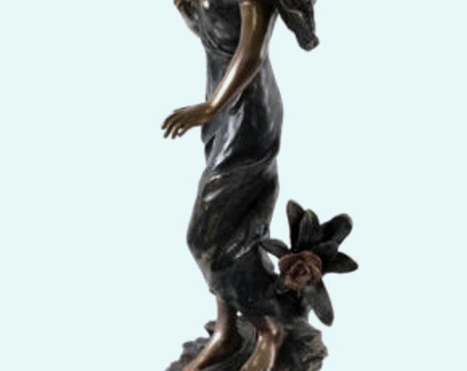 38 " Vintage Bronze Statue of Victorian Lady