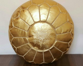 Authentic Moroccan Leather Pouf,Handcrafted Leather Pouffe ottoman ,Footstool,P26