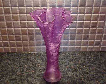 Spanish Recycled Lilac Glass Purple Shaped Vase Vintage Glass Art/Figurines