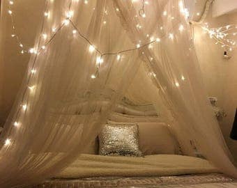 Sheer bedding canopy , sheer bed curtain, bed canopy , wedding canopy , bohemian bedroom decor, play room canopy ,
