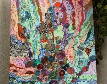 Abstract painting, abstract painting, "Woman of the volcano", Acrylic painting