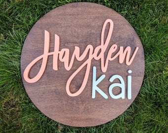 24" Round Custom Name Sign | Wood cut out | Name cut out | Nursery name sign | Nursery decor| Wood baby name | Wall hanging | Custom