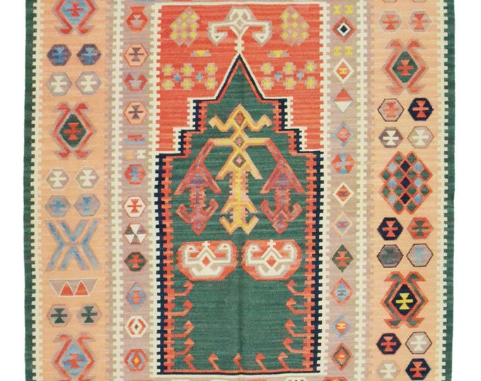 Oushak Rug, Turkish Rug,Vintage Rug,Area Carpet,Anatolian Rug,Low Pile Rug, Home and Office Rug, 4'.13''x5'.8''/126x177cm, Handwoven Rug,Rug