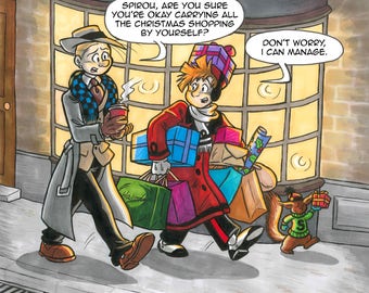 Spirou A5 Art Print Christmas Shopping