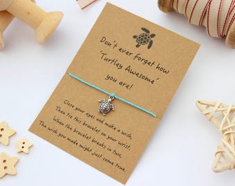Turtle Bracelet, Turtle Wish Bracelet, Wish Bracelet, Turtle Jewellery, Turtle Gift, Friendship Bracelet, Wish Bracelet Gift, Turtle Quote