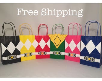 12 Power Rangers Party Bags Loot Goodie Totes