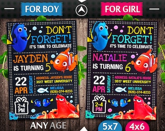 Finding Dory Invitation, Finding Dory Birthday, Finding Dory Invite, Finding Dory Party, Finding Dory Printable, Finding Dory Digital