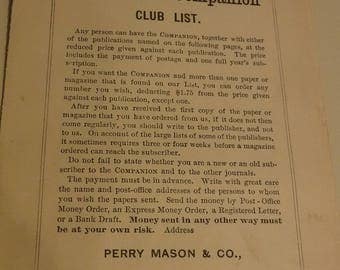 The Youth's Companion Club List, 1893, Perry Mason & Co. Popular Books, Calendar