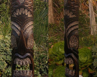 Wood Yard/Home/Wall Decore Tiki Turtle Hawaiian Style Wood Mask Patio Tropical Bar Decor 39"