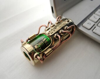 Steampunk USB flash drive 32 GB "Beetle 17" luxury birthday gift handmade vintage brass copper pendant mens accessories computer memory