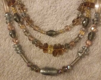 Vintage Golden Yellow and Gray Necklace and Earrings
