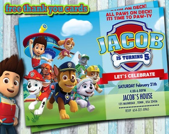 Paw patrol invitation | Etsy