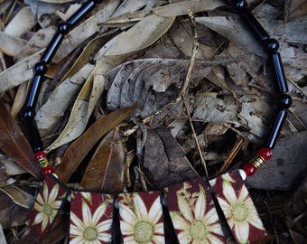 Australian flannel flower fabric pendant necklace 42cm by Andrew Paget