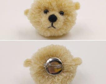 Bear Pom Pom brooch / Animal / Pin / Brooches / Cute Bear