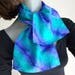 Ponytail Scarf, Small Neck Scarf, Emerald Teal Purple, Handpainted Silk, Teen Girl's Scarf, One of a kind, Jossiani, Handmade, ready to ship