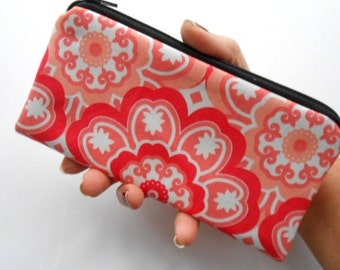 Zipper Pouch Smart Phone Pouch ECO Friendly Padded NEW SIZE Coral Pop