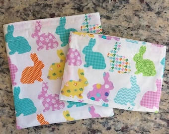 Reusable Snack Bag Sandwich Bag with Rainbow Bunnies Zero Waste lunch for Kids and moms Spring bag Earth day