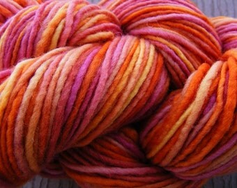 Handpainted Yarn Wool 188yards 3.9oz Worsted Weight Knitting Aspenmoonarts Hand Painted Red Orange C017 Felting