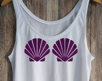 mermaid seashell bra shirt