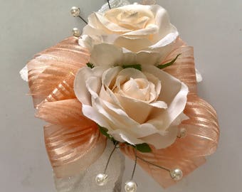 Peach Silk Corsage (pin on)