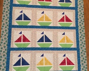 New Sailboat Quilt Top Measures 42 x 52 Inches