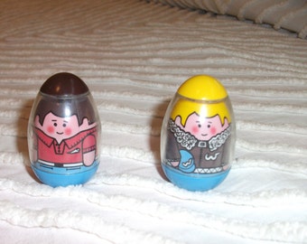 Vintage Hasbro Weebles Figures Toy 1973 Boy with Brown hair and yellow hair