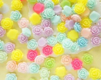 20 pcs (10 pairs) Teeny Rose Flower Cabochon (9mm) FL400
