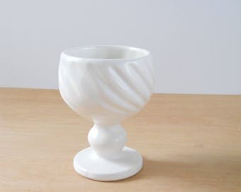 Vintage Ivory Pedestal Planter • Hull Pottery Planter • Vintage White Swirl Planter