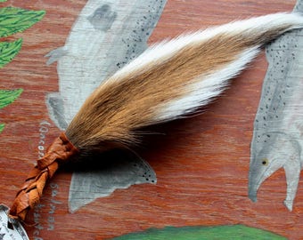 Deer tail - real wild whitetail deer totem dance tail on leather belt loop for shamanic ritual and dance DR02