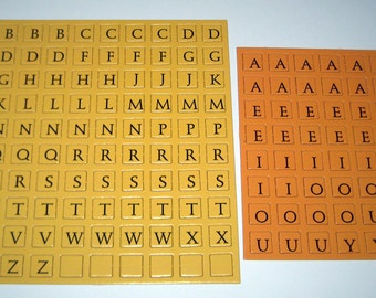 Gold and Orange Cardboard Letter Game Tiles for Altered Art, Collage, Scrapbooking, etc.